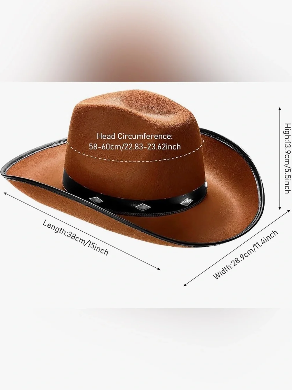 Classic Brown Cowboy Hat,Retro Western Hat Felt Cowgirl Hat